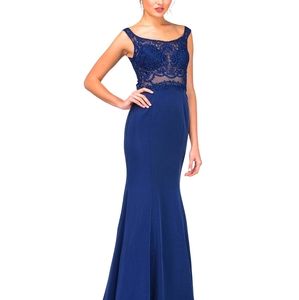NWT Dancing Queen Navy Blue Evening Gown Size M
